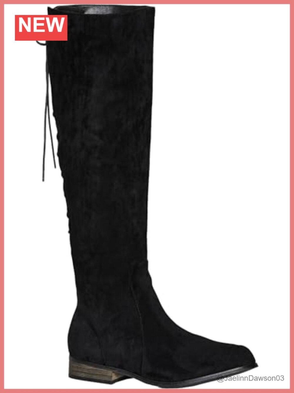 Faux Suede Knee High Boots Block Heel Lace Up Zip